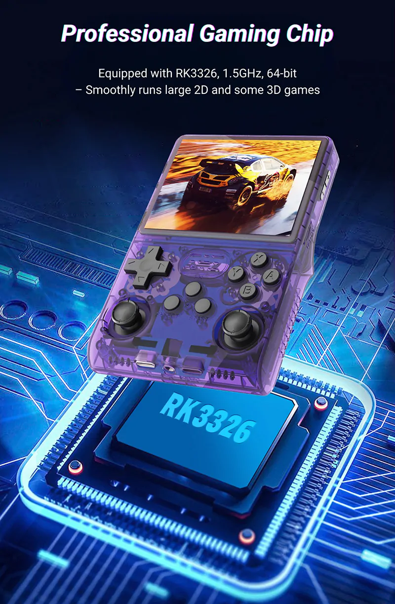 Equipped with RK3326, 1.5GHz, 64-bit